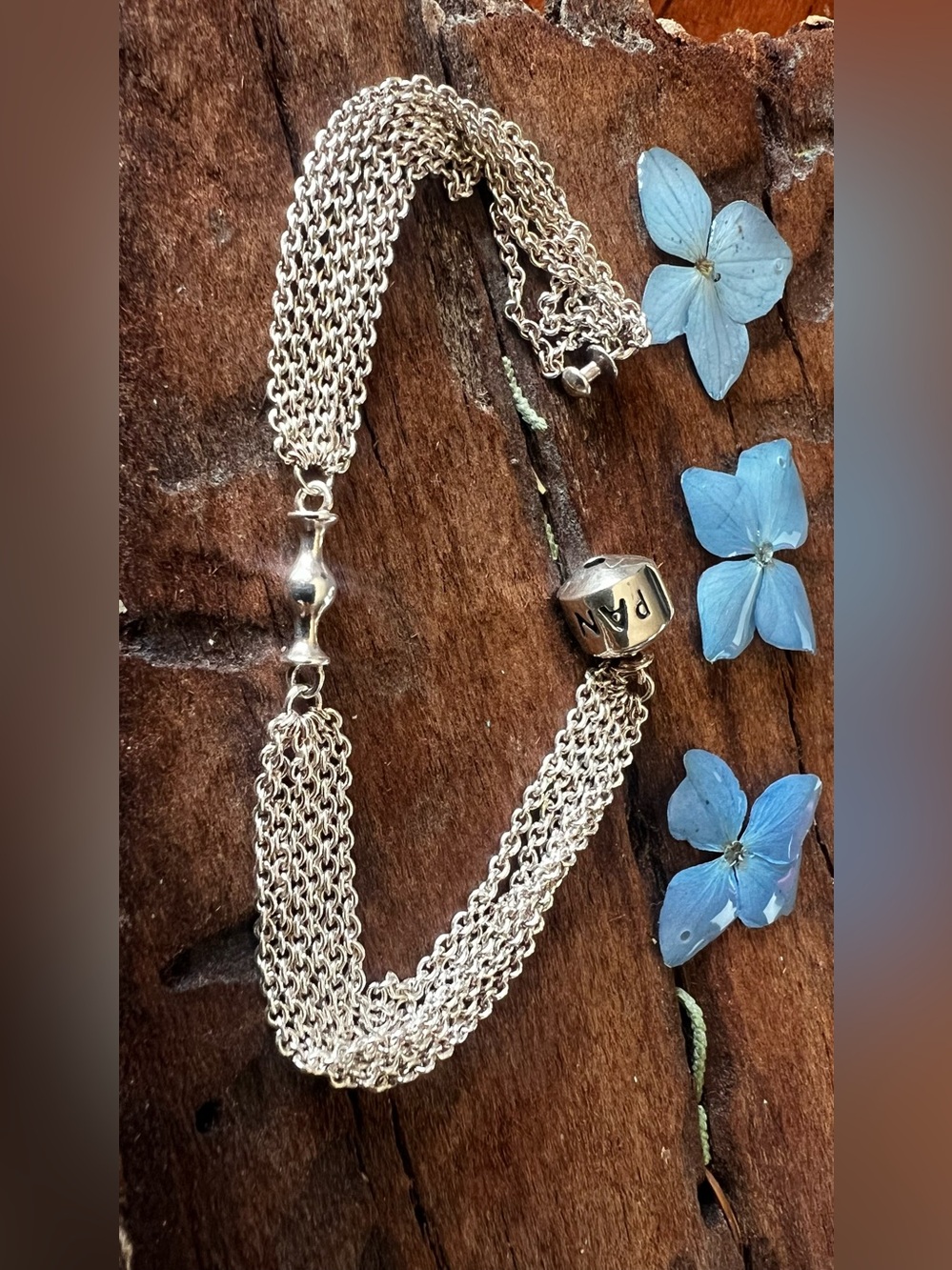 Sterling Multi-Strand Gold-Tone Chain Bracelet with Charm